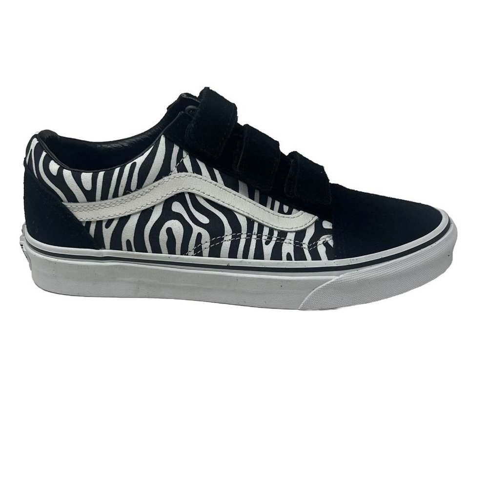 Vans Old Skool V Suede Canvas Black Zebra Women's 8 New Shoes Animal Print